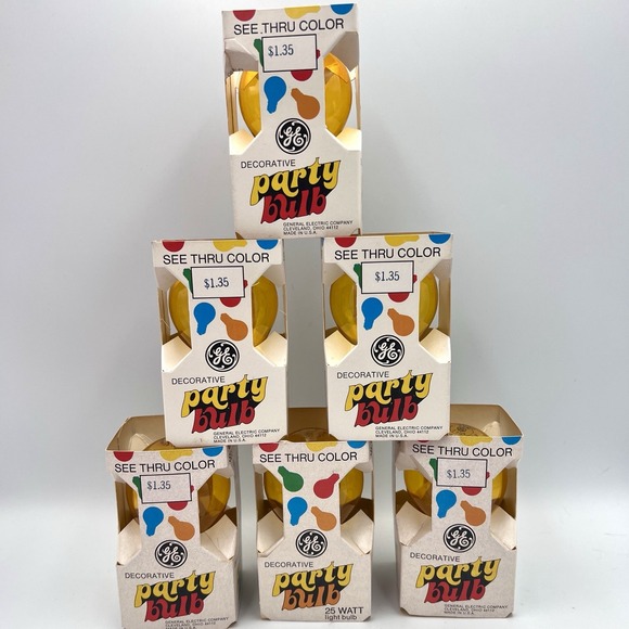 GE Glass Crystal Color Yellow 25 Watt Party Bulbs‎ (6 Pack) - Picture 5 of 5